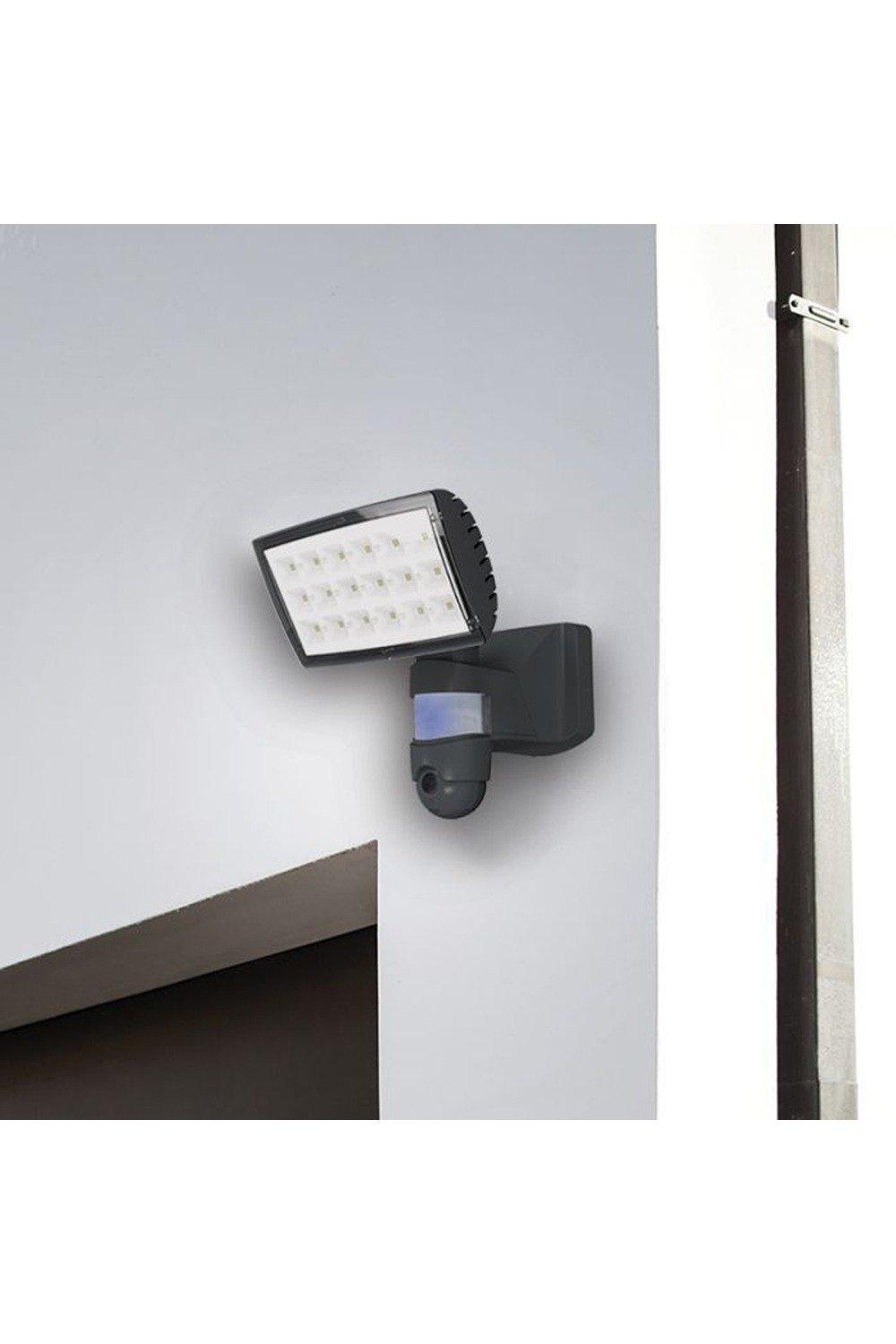 'Lauren' Dark Grey LED Floodlight CCTV Camera With App Control